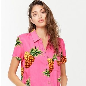 Forever 21 Pineapple Button Up